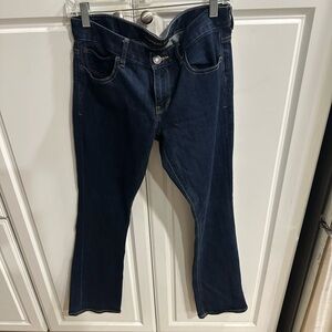 Express dark wash Low Rise Barely Boot cut jeans size 8